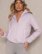 jstyle Jachetă matlasată mov deschis cu glugă detașabilă din țesătură Kaliran