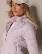 jstyle Jachetă Mov deschis cu cusături matlasate și glugă detașabilă Natisne