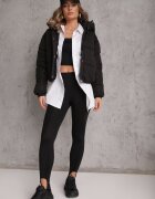jstyle Jachetă Neagră Matlasată Puffer cu Glugă Mivvia
