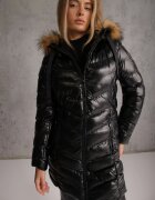 jstyle Jachetă Negru-Maro Matlasată Lungă Decorată cu Șnururi și Blană Detașabilă Lorrina
