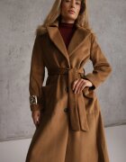 jstyle Palton Maro Lung Monopet cu curea în talie Zeneti
