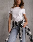 jstyle T-shirt Alb din Bumbac cu Decolteu Rotund Nedima