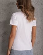 jstyle T-shirt Alb din Bumbac cu Decolteu Rotund Nedima