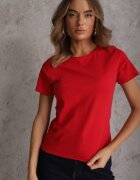 jstyle T-shirt Roșu din Bumbac cu Guler Rotund Nedima