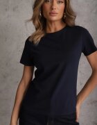 jstyle Tricou Bleumarin din Bumbac cu Decolteu Rotund Nedima