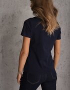 jstyle Tricou Bleumarin din Bumbac cu Decolteu Rotund Nedima