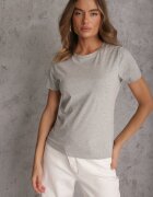 jstyle Tricou Gri din Bumbac cu Decolteu Rotund Nedima