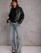 jstyle Tricou Negru din Bumbac cu Decolteu Rotund Nedima