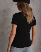 jstyle Tricou Negru din Bumbac cu Decolteu Rotund Nedima
