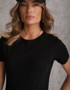 jstyle Tricou Negru din Bumbac cu Decolteu Rotund Nedima
