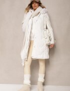 jstyle Vestă Albă Matlasată cu Glugă și Blană Detașabilă Innaleia