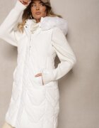 jstyle Vestă Albă Matlasată cu Glugă și Blană Detașabilă Innaleia