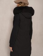 jstyle Vestă Neagră Matlasată cu Glugă și Blană Detașabilă Innaleia