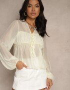 jumelle Bluză Galbenă cu Viscoză și Legătură Decorativă din Material Transparent Rineira