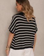 jumelle Bluză în alb și negru tip liliac cu guler din tricot din bumbac Galomea