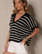 jumelle Bluză în alb și negru tip liliac cu guler din tricot din bumbac Galomea
