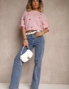 jumelle Bluză Roz din tricot cu Viscoză cu model cu inimi Dortewia