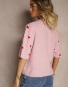 jumelle Bluză Roz din tricot cu Viscoză cu model cu inimi Dortewia