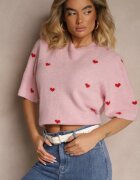 jumelle Bluză Roz din tricot cu Viscoză cu model cu inimi Dortewia