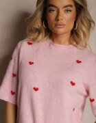 jumelle Bluză Roz din tricot cu Viscoză cu model cu inimi Dortewia