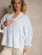jumelle Cămașă Albastră din bumbac cu decolteu în V decorată cu model floral Mailisse