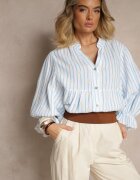 jumelle Cămașă Albastră din bumbac cu decolteu în V decorată cu model floral Mailisse