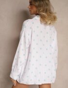 jumelle Cămașă Roz-Albastră din bumbac în dungi decorată cu model floral Apiola