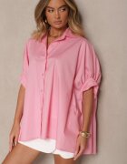 jumelle Cămașă Roz din Bumbac Oversize Zienessa