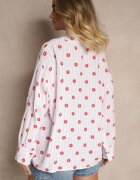 jumelle Cămașă Roz-roșie din Bumbac cu Dungi Decorată cu Model Floral Apiola