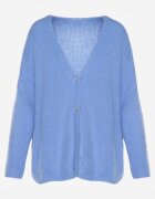 jumelle Cardigan Albastru din Lână și Mohair cu Croială Clasică cu Decolteu în V Avelmio