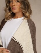 jumelle Cardigan Bej cu Amestec de Lână și Viscoză în Stil Patchwork Fesolinne