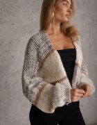 jumelle Cardigan Bej Deschis cu Lână cu Dungi Irinaa
