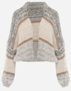 jumelle Cardigan Bej Deschis cu Lână cu Dungi Irinaa