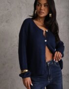 jumelle Cardigan bleumarin cu croială casual cu lână și mohair Lilothel