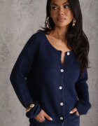 jumelle Cardigan bleumarin cu croială casual cu lână și mohair Lilothel