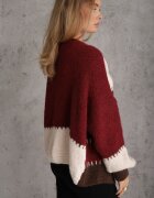 jumelle Cardigan Bordeaux cu amestec de Lână și Viscoză în stil Patchwork Fesolinne