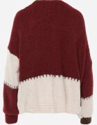 jumelle Cardigan Bordeaux cu amestec de Lână și Viscoză în stil Patchwork Fesolinne