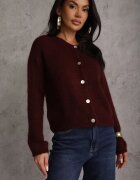 jumelle Cardigan Bordo cu o croială casual din Lână și Moher Lilothel