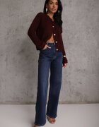 jumelle Cardigan Bordo cu o croială casual din Lână și Moher Lilothel