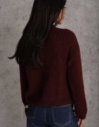 jumelle Cardigan Bordo cu o croială casual din Lână și Moher Lilothel