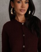 jumelle Cardigan Bordo cu o croială casual din Lână și Moher Lilothel
