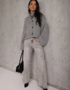 jumelle Cardigan din lână cu guler tip tunică Oversize Lornella Gri