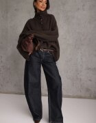 jumelle Cardigan din lână cu guler tip tunică Oversize Lornella Maro