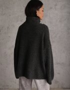 jumelle Cardigan din lână cu guler tip tunică Oversize Lornella Negru