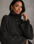 jumelle Cardigan din lână cu guler tip tunică Oversize Lornella Negru