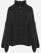 jumelle Cardigan din lână cu guler tip tunică Oversize Lornella Negru