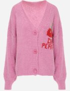 jumelle Cardigan Fuchsia cu amestec de lână cu inscripție și cireașă Benana