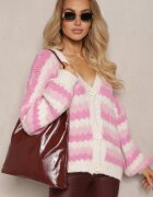 jumelle Cardigan Fucsia cu nasturi Decorat cu dungi Nevessa