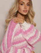 jumelle Cardigan Fucsia cu nasturi Decorat cu dungi Nevessa