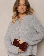 jumelle Cardigan Gri cu Mohair Lână și Viscoză cu nasturi cu buzunare Edironia